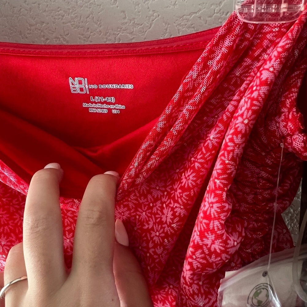 Red Floral Ruched Skirt - Picture 6 of 6